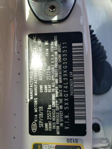 5XXGT4L39KG303511 - 2019 KIA OPTIMA LX Սպիտակ լուսանկար 12