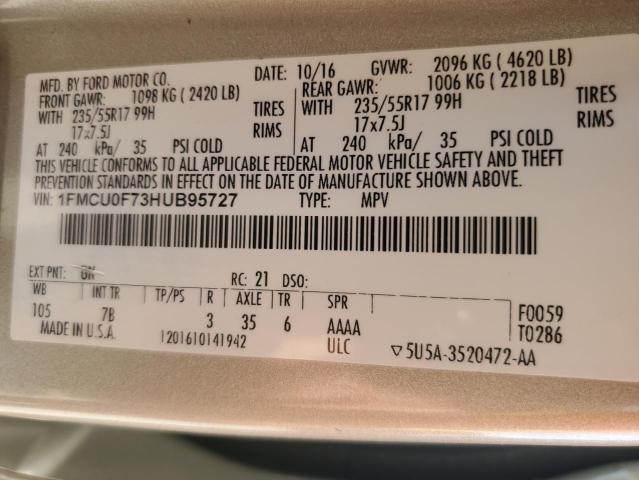 1FMCU0F73HUB95727 - 2017 FORD ESCAPE S 棕色 照片 13