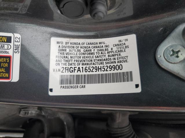2HGFA16529H529900 - 2009 HONDA CIVIC LX GRAY photo 13