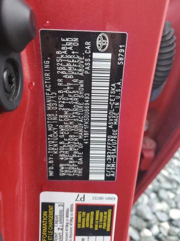 4T1BF1FK5DU669493 - 2013 TOYOTA CAMRY L RED photo 12