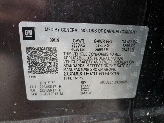 2GNAXTEV1L6150319 - 2020 CHEVROLET EQUINOX LT BROWN photo 13