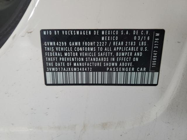3VWD17AJXGM348472 - 2016 VOLKSWAGEN JETTA SPORT WHITE photo 12