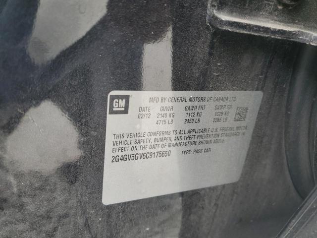 2G4GV5GV6C9175650 - 2012 BUICK REGAL GS BLACK photo 13