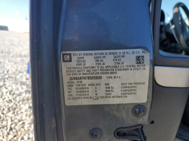 3GNBAAFW7BS659509 - 2011 CHEVROLET HHR LS GRAY photo 13