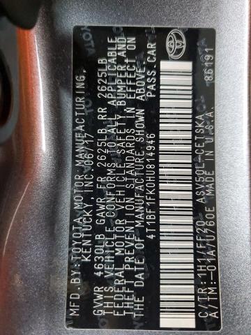 4T1BF1FK0HU814946 - 2017 TOYOTA CAMRY LE 灰色 照片 13