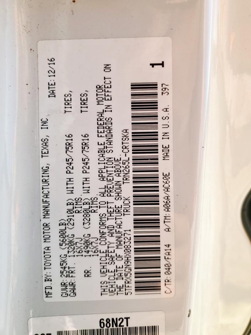 5TFRX5GN9HX083271 - 2017 TOYOTA TACOMA ACCESS CAB Weiß Foto 13