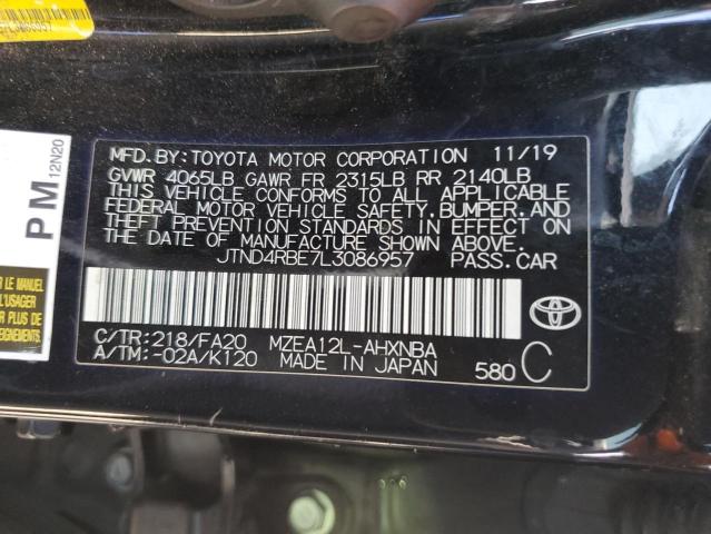 JTND4RBE7L3086957 - 2020 TOYOTA COROLLA SE 黑色 照片 13