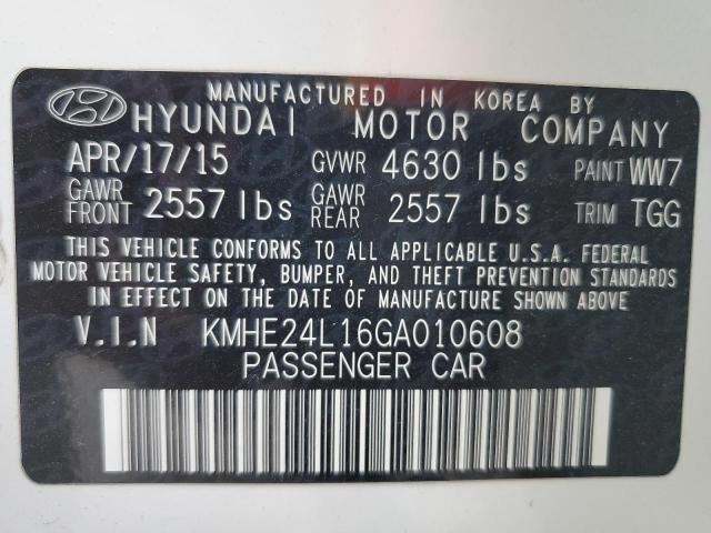 KMHE24L16GA010608 - 2016 HYUNDAI SONATA HYBRID WHITE photo 12