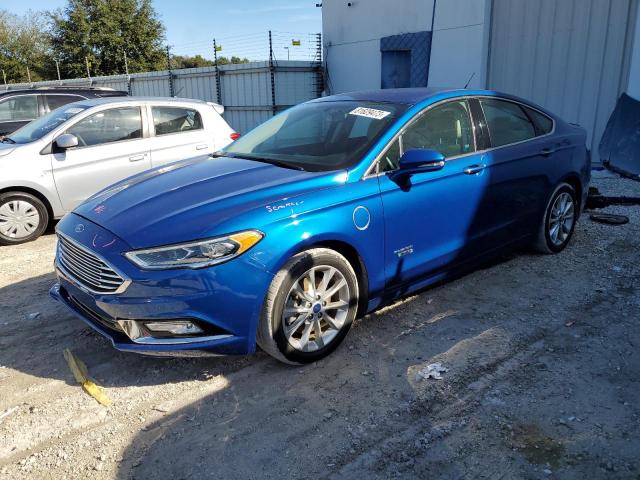 3FA6P0SU4HR191557 - 2017 FORD FUSION TITANIUM PHEV BLUE photo 1