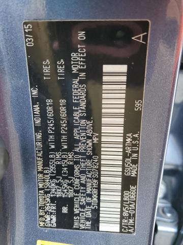 5TDKKRFH9FS078240 - 2015 TOYOTA HIGHLANDER XLE Կապույտ լուսանկար 13