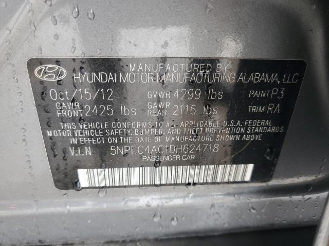 5NPEC4AC1DH624718 - 2013 HYUNDAI SONATA SE GRAY photo 12