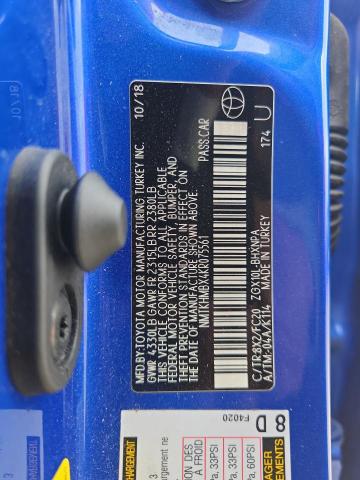 NMTKHMBX4KR075561 - 2019 TOYOTA C-HR XLE BLUE photo 13