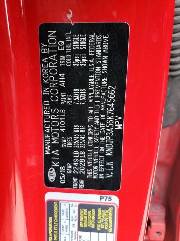 KNDJP3A56K7645662 - 2019 KIA SOUL + RED photo 12
