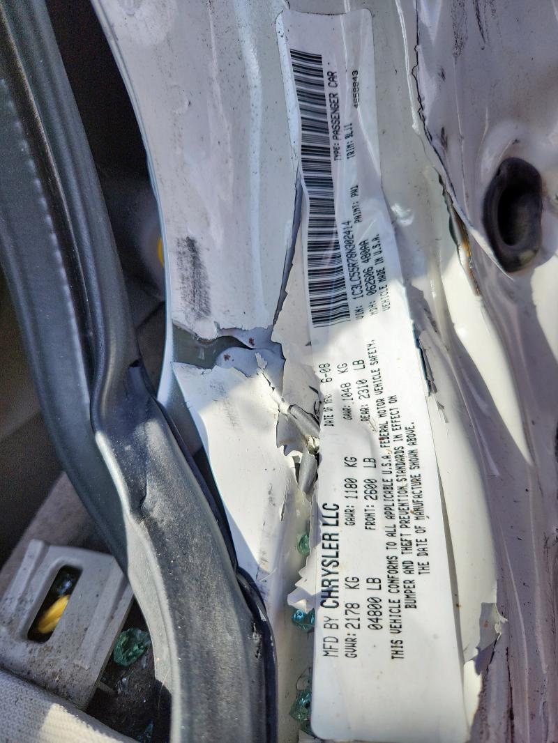 1C3LC55R78N302414 - 2008 CHRYSLER SEBRING TOURING WHITE photo 12