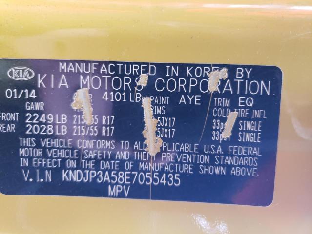 KNDJP3A58E7055435 - 2014 KIA SOUL + YELLOW photo 12