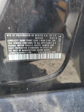 3VWD07AJXEM371105 - 2014 VOLKSWAGEN JETTA SE შავი ფოტო 12