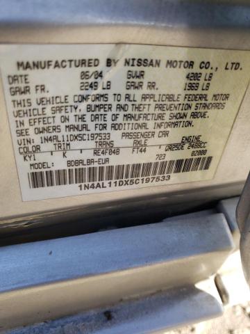 1N4AL11DX5C197533 - 2005 NISSAN ALTIMA S SILVER photo 12