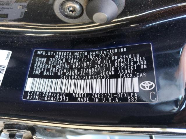 5YFEPRAE8LP116783 - 2020 TOYOTA COROLLA LE Қара фото 13