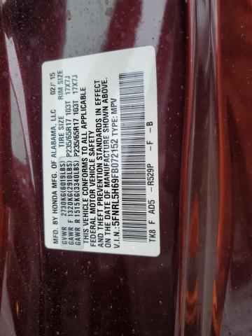 5FNRL5H69FB072152 - 2015 HONDA ODYSSEY EXL MAROON photo 13