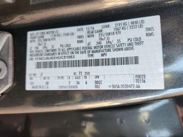 1FMCU9J9XHUC51563 - 2017 FORD ESCAPE TITANIUM 灰色 照片 13