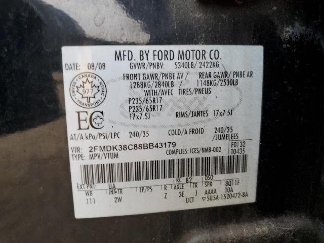 2FMDK38C88BB43179 - 2008 FORD EDGE SEL BLACK photo 14