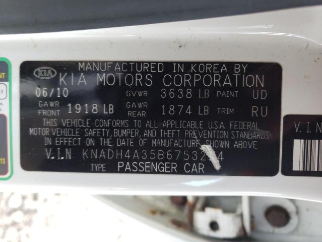 KNADH4A35B6753224 - 2011 KIA RIO BASE WHITE photo 12