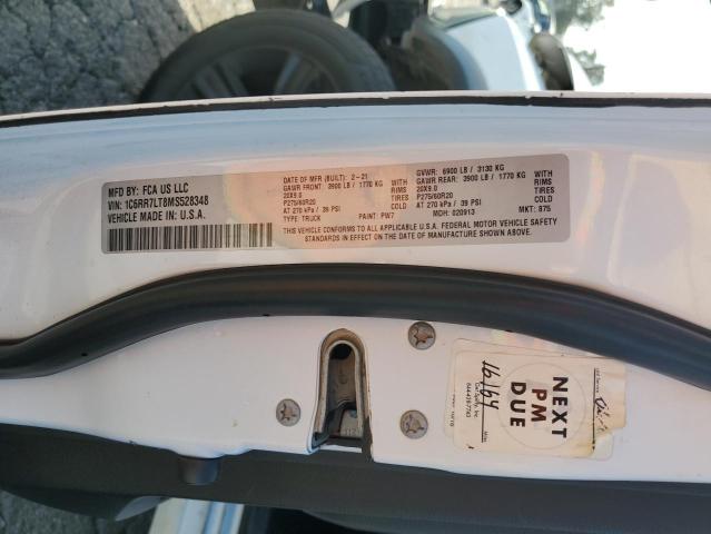 1C6RR7LT8MS528348 - 2021 RAM 1500 CLASS SLT Biały zdjęcie 12