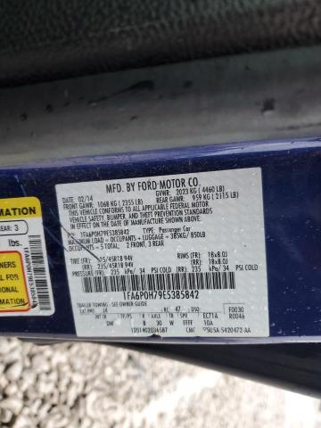 1FA6P0H79E5385842 - 2014 FORD FUSION SE BLUE photo 12