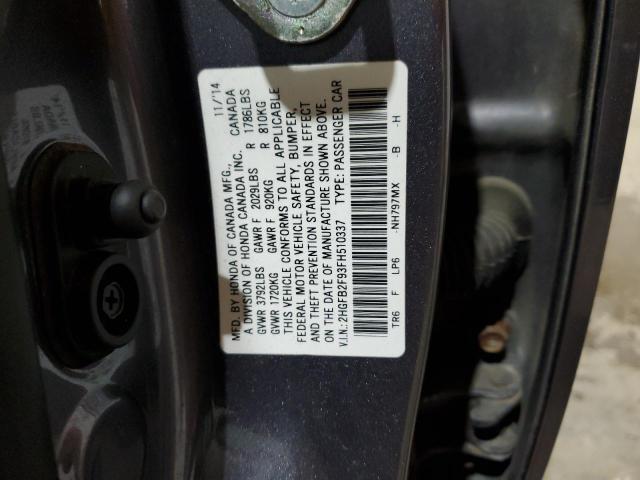 2HGFB2F93FH510337 - 2015 HONDA CIVIC EXL გრაფიტი ფოტო 13