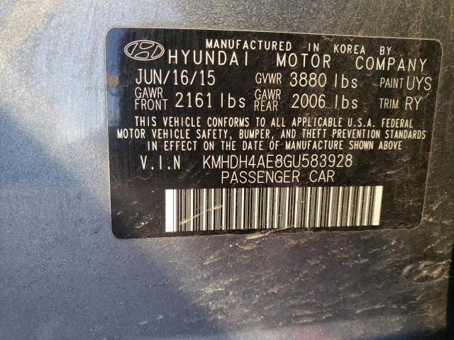 KMHDH4AE8GU583928 - 2016 HYUNDAI ELANTRA SE GRAY photo 12