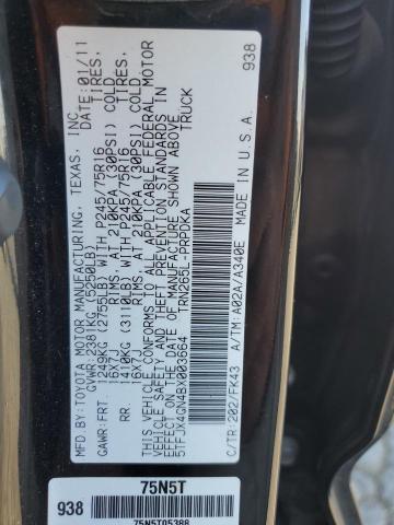 5TFJX4GN4BX003664 - 2011 TOYOTA TACOMA DOUBLE CAB BLACK photo 12