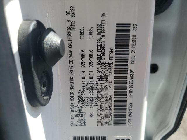 3TMCZ5AN2NM505360 - 2022 TOYOTA TACOMA DOUBLE CAB أبيض صورة 12
