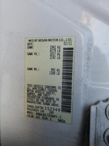 1N4AL2AP7BC152349 - 2011 NISSAN ALTIMA BASE WHITE photo 12