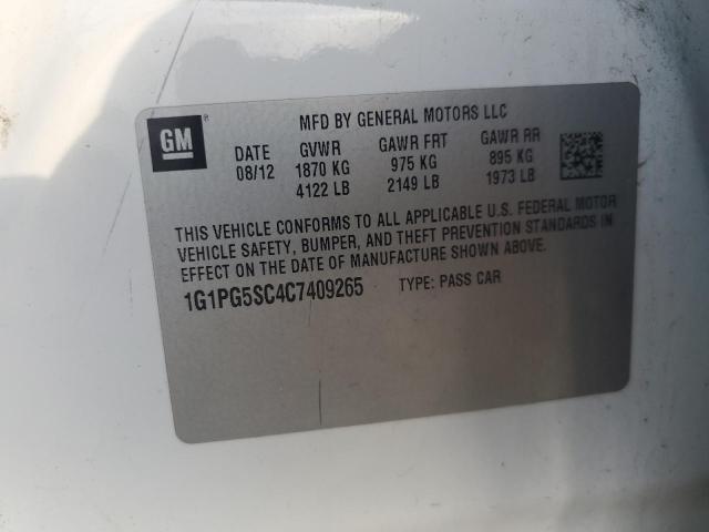 1G1PG5SC4C7409265 - 2012 CHEVROLET CRUZE LT Blanco foto 12