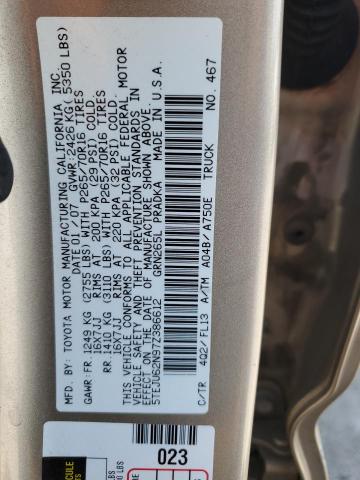 5TEJU62N97Z386612 - 2007 TOYOTA TACOMA DOUBLE CAB PRERUNNER GOLD photo 12