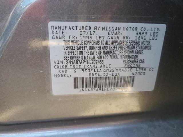 3N1AB7AP1HL707466 - 2017 NISSAN SENTRA S GRAY photo 13