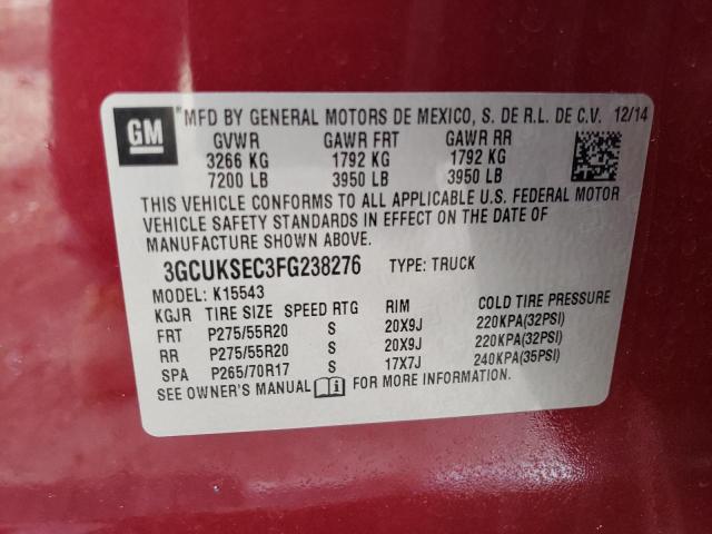 3GCUKSEC3FG238276 - 2015 CHEVROLET SILVERADO K1500 LTZ BURGUNDY photo 12