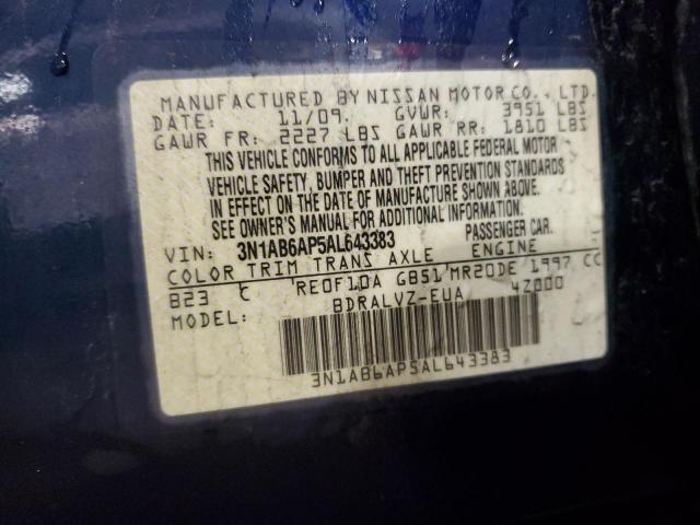 3N1AB6AP5AL643383 - 2010 NISSAN SENTRA 2.0 BLUE photo 12