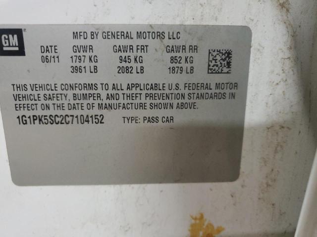 1G1PK5SC2C7104152 - 2012 CHEVROLET CRUZE ECO თეთრი ფოტო 12