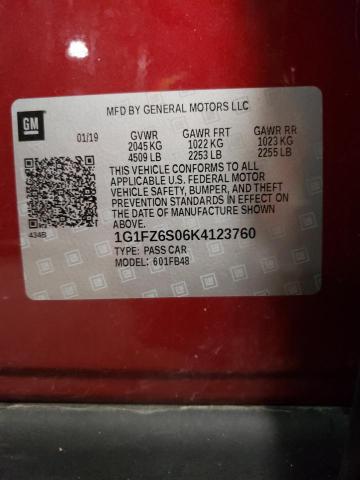 1G1FZ6S06K4123760 - 2019 CHEVROLET BOLT EV PREMIER RED photo 13