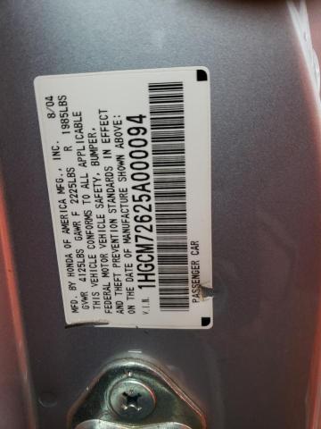 1HGCM72625A000094 - 2005 HONDA ACCORD EX SILVER photo 13