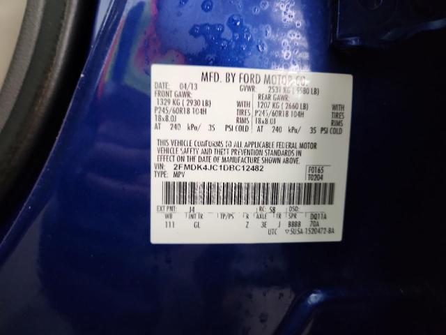 2FMDK4JC1DBC12482 - 2013 FORD EDGE SEL Blau Foto 13