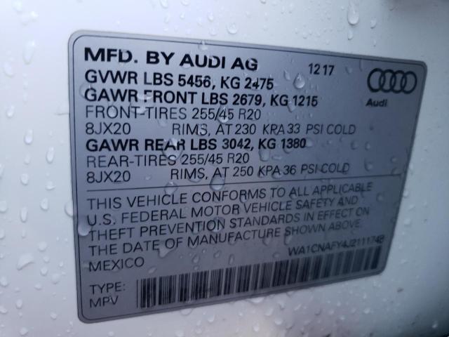 WA1CNAFY4J2111748 - 2018 AUDI Q5 PRESTIGE 白色 照片 14