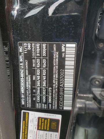 4JGDA5JB9EA337002 - 2014 MERCEDES-BENZ ML 350 黑色 照片 13