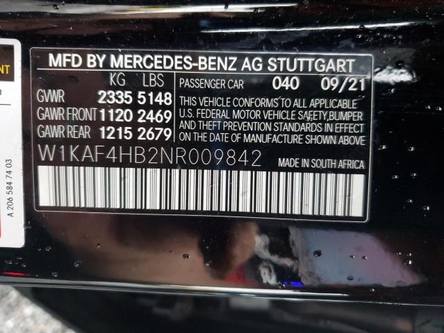W1KAF4HB2NR009842 - 2022 MERCEDES-BENZ C 300 4MATIC BLACK photo 13