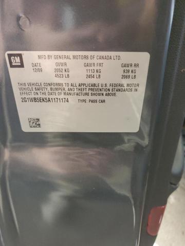 2G1WB5EK5A1171174 - 2010 CHEVROLET IMPALA LT 灰色 照片 12