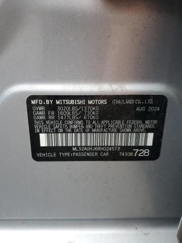 ML32AUHJ6RH024573 - 2024 MITSUBISHI MIRAGE ES SILVER photo 12