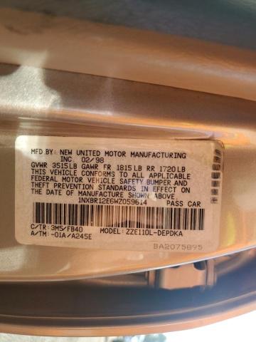 1NXBR12E6WZ059614 - 1998 TOYOTA COROLLA VE 米色 照片 12