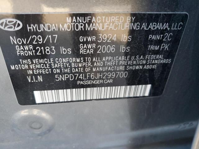 5NPD74LF6JH299700 - 2018 HYUNDAI ELANTRA SE GRAY photo 13