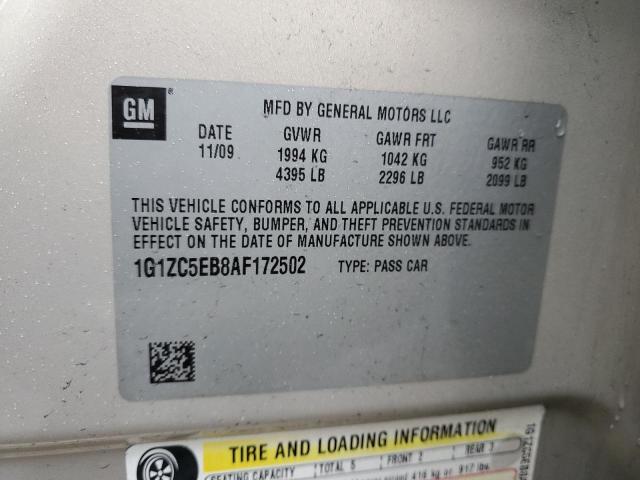 1G1ZC5EB8AF172502 - 2010 CHEVROLET MALIBU 1LT CREAM photo 12